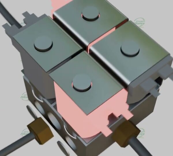 How an Airsep Four-way Feed/Waste valve works (3D animation)